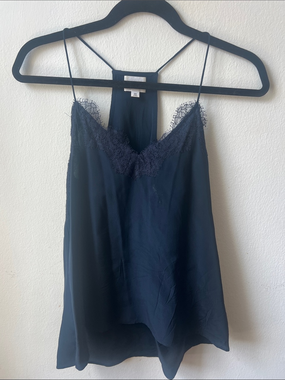 Cami NYC Navy Lace-Trim Racerback Silk Camisole